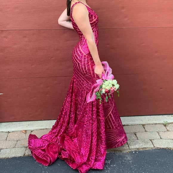 Jovani prom dress size 4, hot pink. - Picture 5 of 5